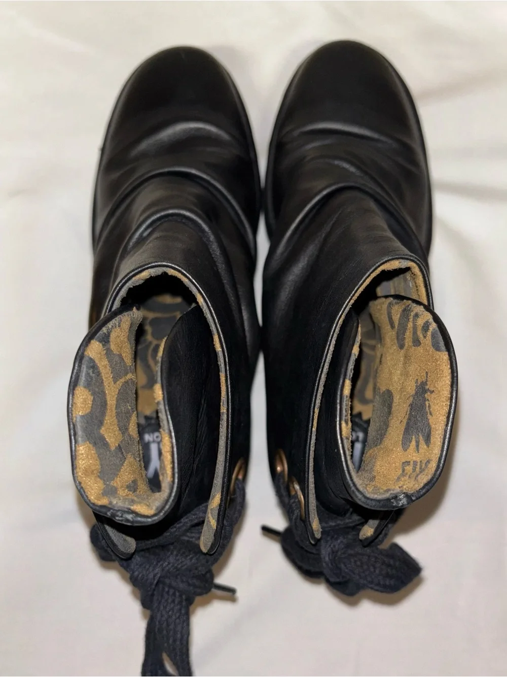 Fly London Black Leather Yama Wedge Ankle Boots EU 36 US 5.5 6 Like New